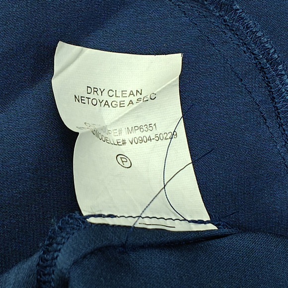 Vince Silk Tunic Shift Dress Size 2 Blue Stretch Pockets V-Neck L/S Minimalist - Picture 11 of 12